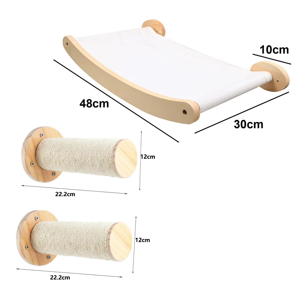 SkyLounge Wall-Mounted Cat Hammock Set