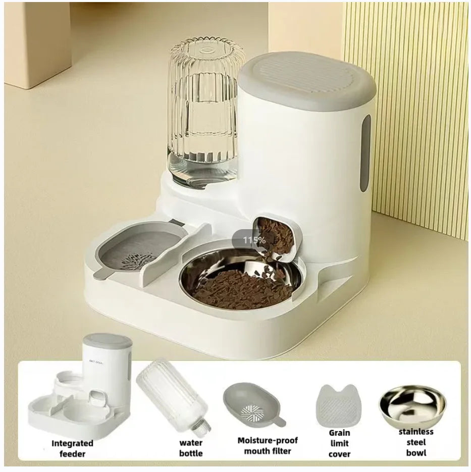 AutoMate Dual Cat Bowl & Water Dispenser